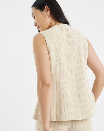 Stripe Linen Mix Longline Waistcoat