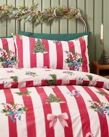 Catherine Lansfield Christmas Stripe Duvet Cover Set