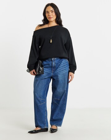 Simply Be Black Off The Shoulder Sweatshirt