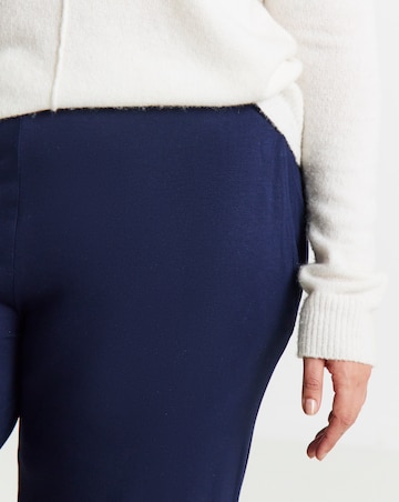 Navy Jersey Elasticated Waist Wide Leg Trouser