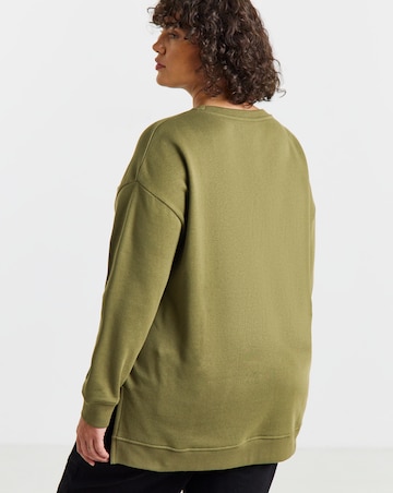 Simply Be Olive Side Split Sweatshirt Tunic