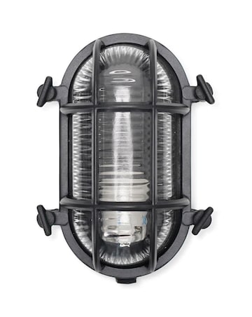 ValueLights Bow Black Bulkhead IP64 Outdoor Wall Light with Filament Bulb