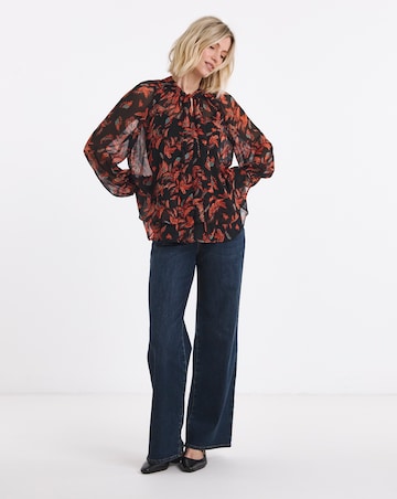 Paisley Print Tie Neck Georgette Blouse