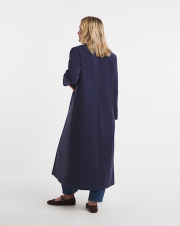 Navy Collarless Longline Coat