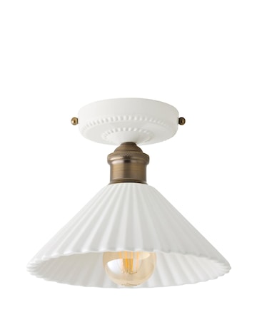 ValueLights Burford Ceramic Ribbed Semi Flush Ceiling Light