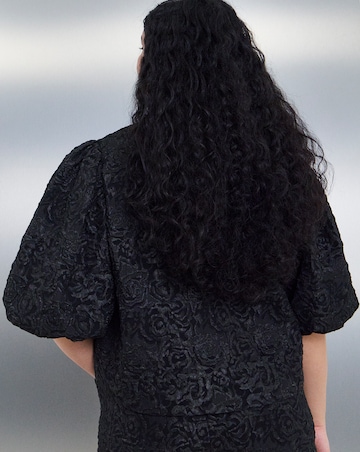 Simply Be Black Jacquard Bubble Sleeve Top