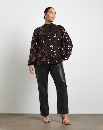 Joanna Hope High Neck Lace Sequin Blouse
