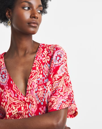 Printed Textured Crinkle Tunic Top