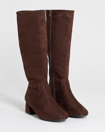Natalya Heeled Stretch Knee High Boots - Extra Wide Fit (EEE) & Super Curvy Calf