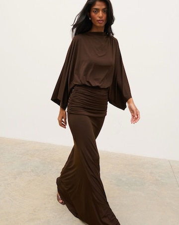 Pretty Lavish Riven Jersey Ruched Waist Maxi Dress