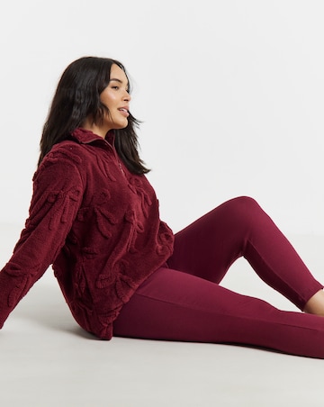 Pretty Secrets Bow Textured Fleece Half Zip Lounge Set