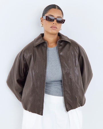 Chocolate Bubble Hem Faux Leather Jacket