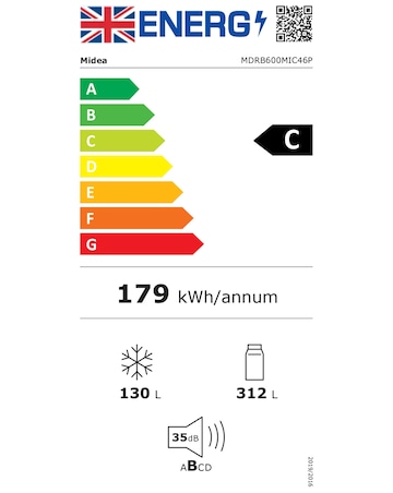 Midea Large Capacity Combi Fridge Freezer - Inox + Installation