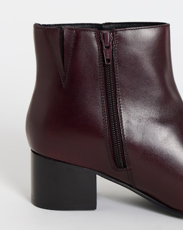Chiba Leather Low Block Heel Ankle Boots - Wide Fit (E)