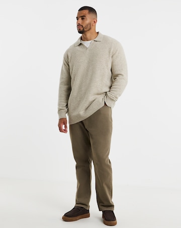 Lambswool Trophy Neck Slouch Knitted Polo