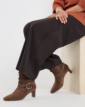 Naomi Suede Pointed Slouch Kitten Heel Ankle Boots - Wide Fit (E)