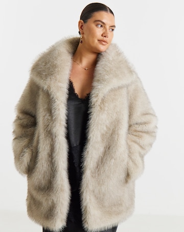 Simply Be Mid Length Faux Fur Coat
