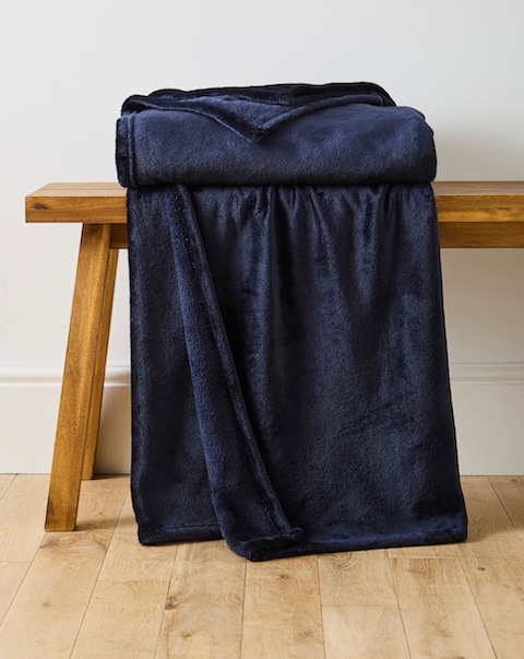 Plush Fleece Throw - Navy