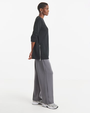 Black Side Zip Longline Sweatshirt