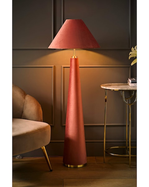 ValueLights Martha Pink Velvet Floor Lamp