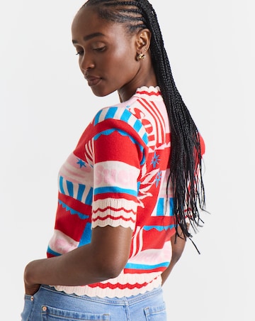 Short Sleeve Graphic Print Cardigan