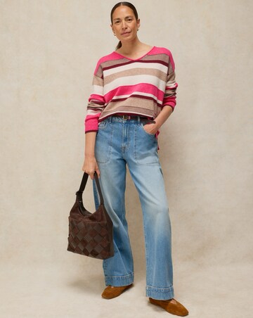 WHITE STUFF SANSA V NECK STRIPE JUMPER