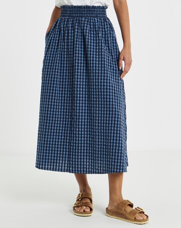 Simply Be Blue Gingham Midaxi Skirt Co-ord