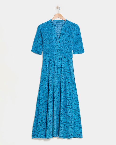 Whistles Bouquet Shirred Bodice Midi Dress