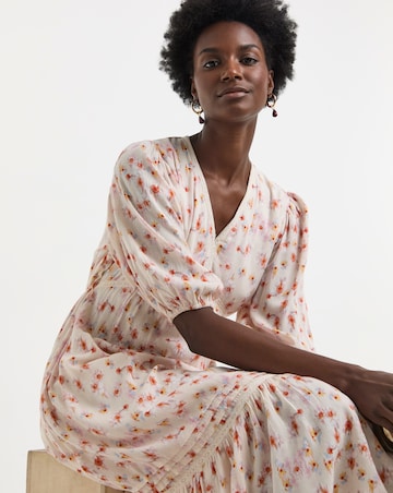 Crinkle Tea Dress With Crochet Trim