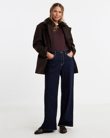 Chocolate Faux Fur Collar Pea Coat