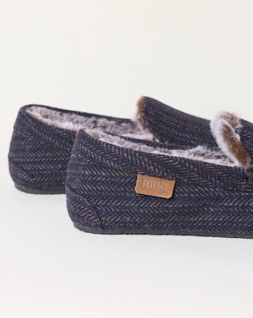 FatFace Noah Check Moccasin Slipper - Navy
