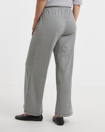 Houndstooth Stretch Ponte Pull On Wide Leg Trouser