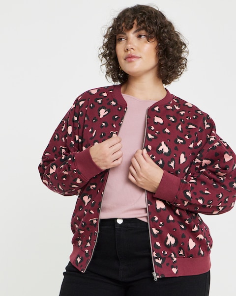 Simply Be Burgundy Bomber Jacket