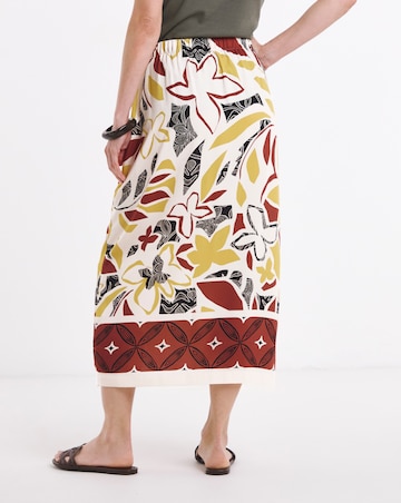 Graphic Print Midi Wrap Skirt
