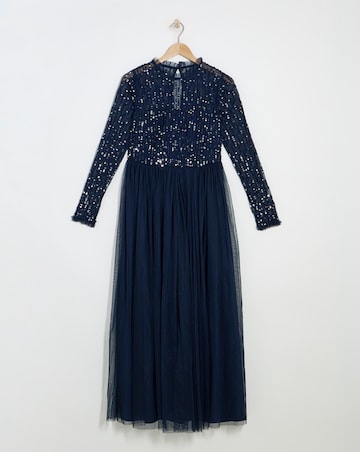Maya Deluxe Tulle Linear Sequin Embellished Maxi