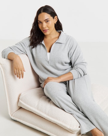 Figleaves Brushed Rib Half Zip Lounge Set