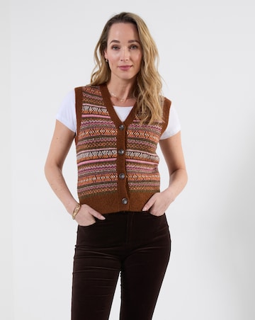 Joe Browns Autumn Days Fairisle Button Through Knitted Vest