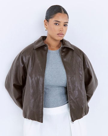 Chocolate Bubble Hem Faux Leather Jacket