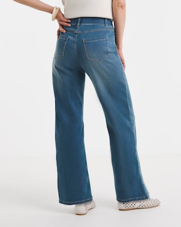 Mid Blue Stretch Wide Leg Jeggings