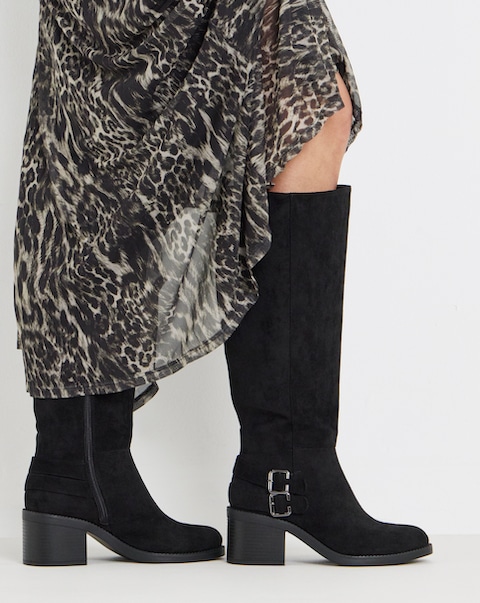 New In - Block Heel Knee High Boot Wide C