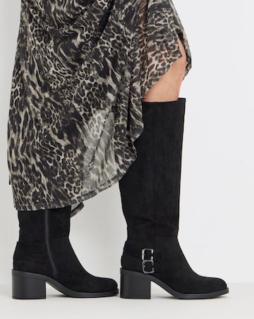Pepper Block Heel Knee High Boots - Wide Fit (E) & Curvy Calf