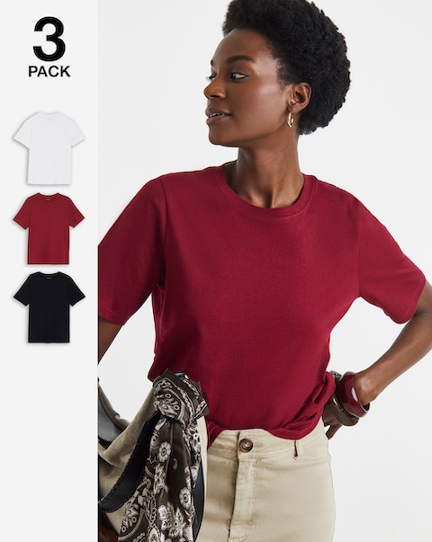 3 Pack Crew Neck Short Sleeve Cotton T-Shirts