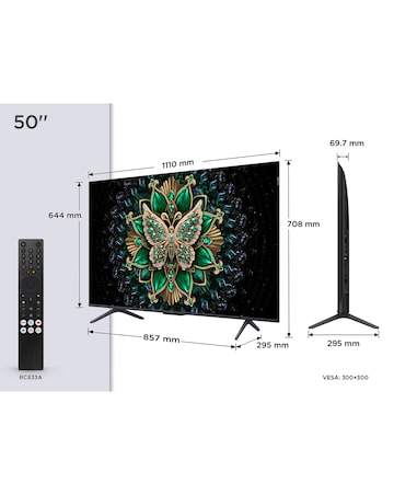 TCL 50C6K-UK 50in 4K Mini LED HDR Smart Fire TV with Freely