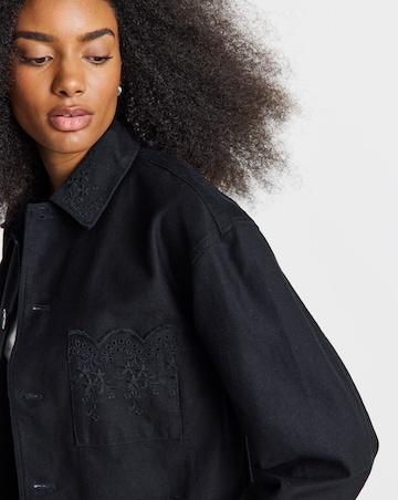 Simply Be Black Broderie Hem Utility Cropped Jacket