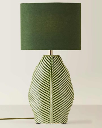 ValueLights Paloma Leaf Embossed Ceramic Table Lamp