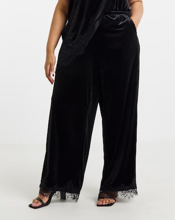 Vila Alindra High Waisted Lace Trim Wide Trouser