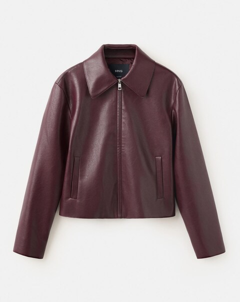 Mango Faux Leather Zip-Up Jacket