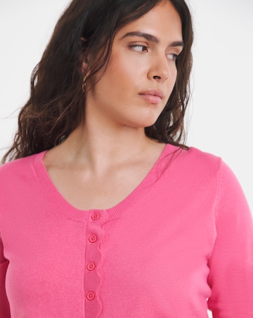Fine Gague Scallop Edge Cardigan