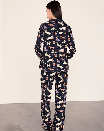 Chelsea Peers Classic Long Button Up Halloween Dog Pyjama Set