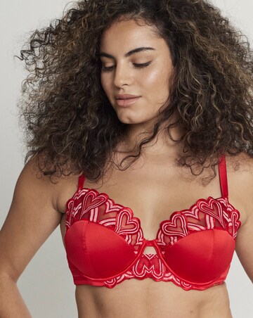 Figleaves Curve Siren Red Heart and Satin 1/2 Bra